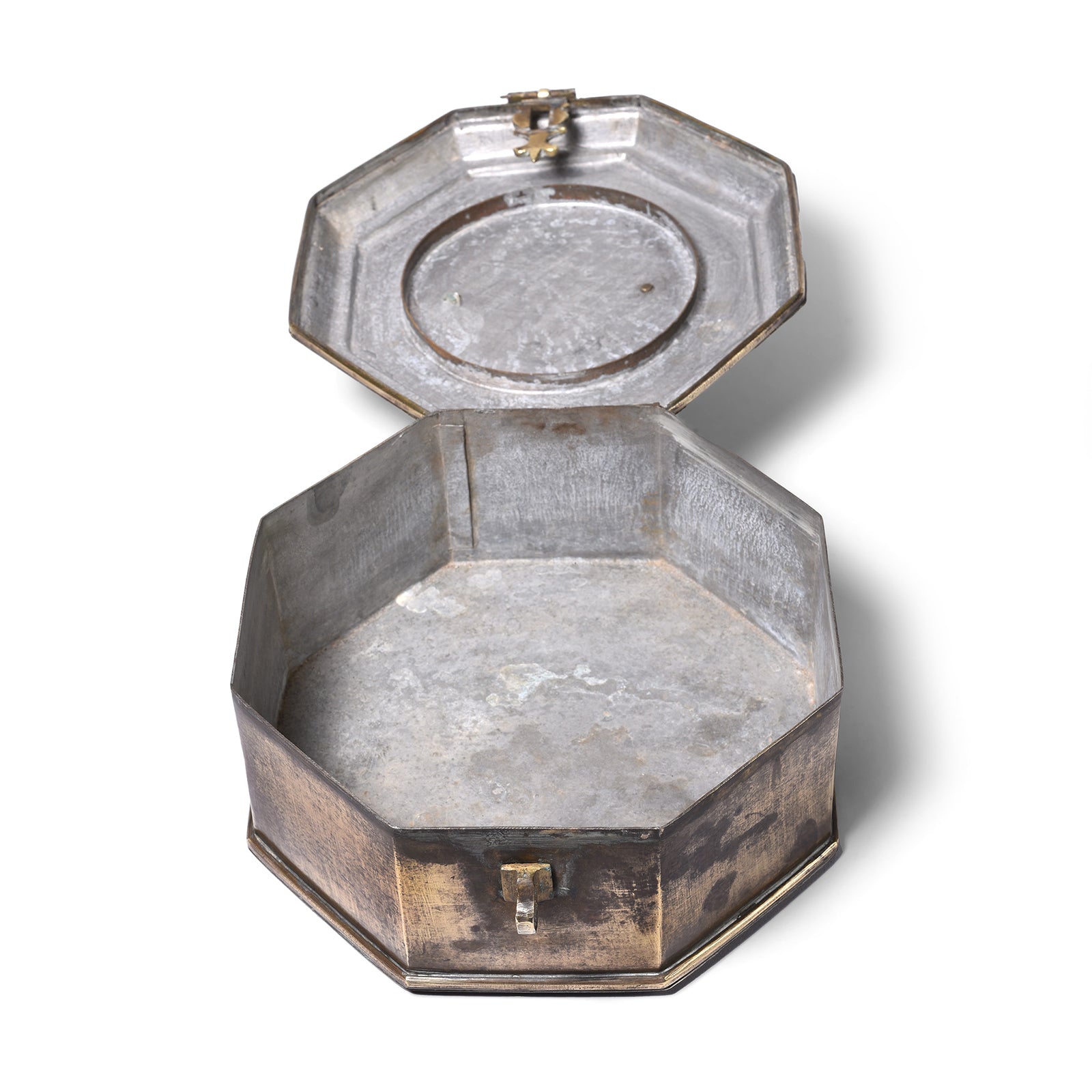 Antique Octagonal Brass Betel Nut Box | Indigo Antiques
