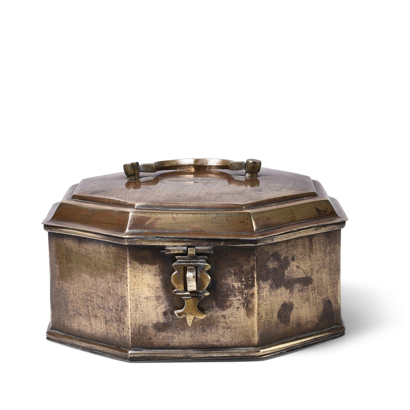 Antique Octagonal Brass Betel Nut Box | Indigo Antiques