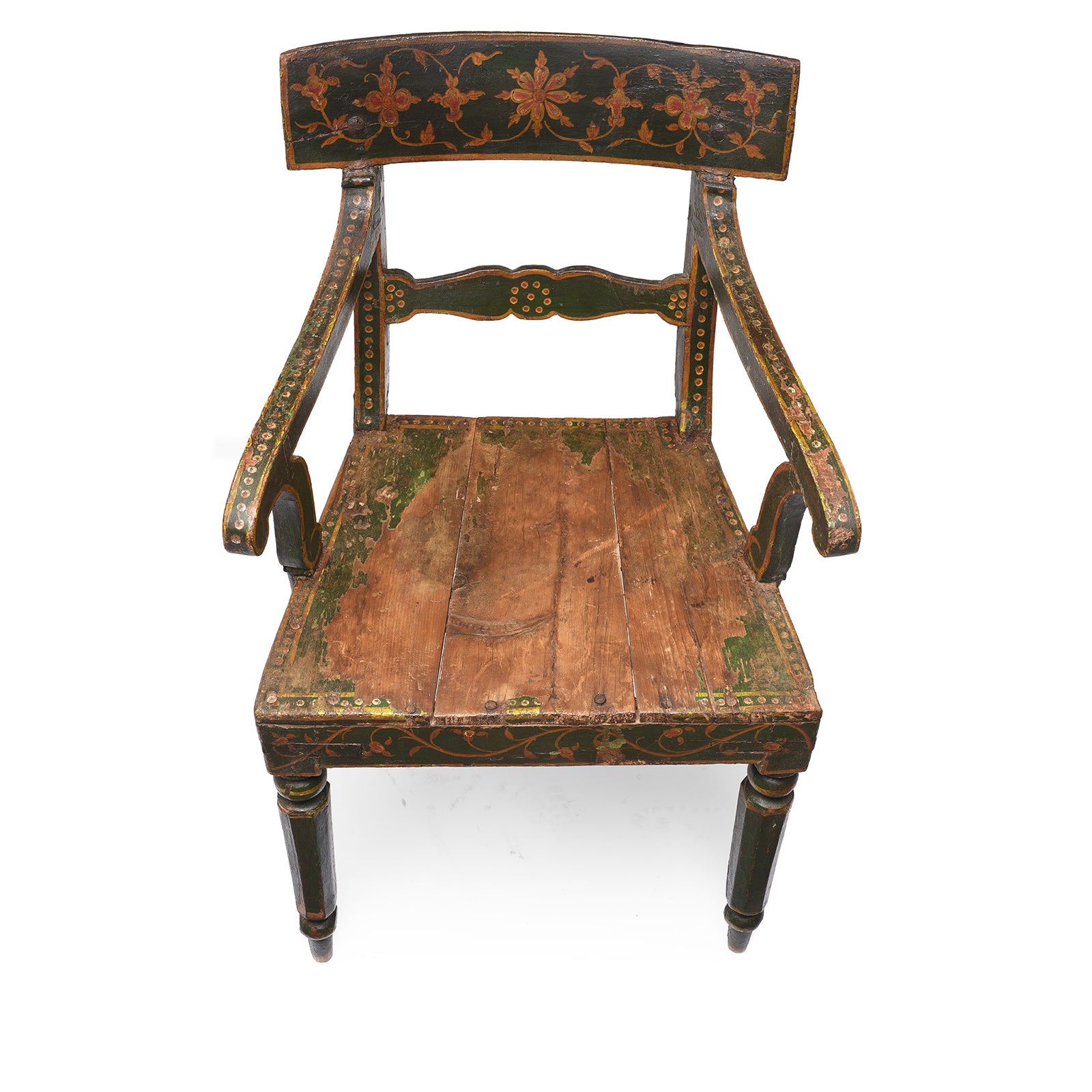 Indian Polychrome Chair With Original Painting From Bikaner | Indigo Antiques