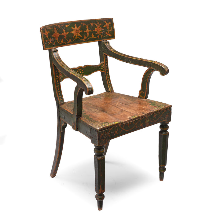 Indian Polychrome Chair With Original Painting From Bikaner | Indigo Antiques