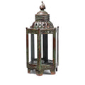 Indian Candle Lantern - Distressed Green Paint