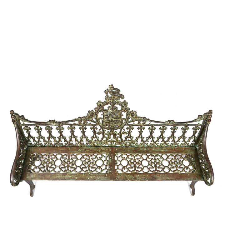 Gothic Cast Iron Garden Bench - Coalbrookdale Style | Indigo Antiques