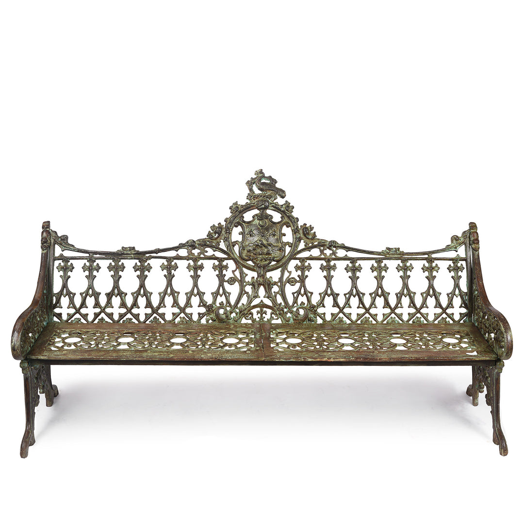 Gothic Cast Iron Garden Bench - Coalbrookdale Style | Indigo Antiques