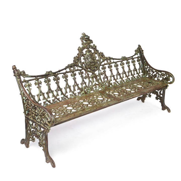 Gothic Cast Iron Garden Bench - Coalbrookdale Style | Indigo Antiques