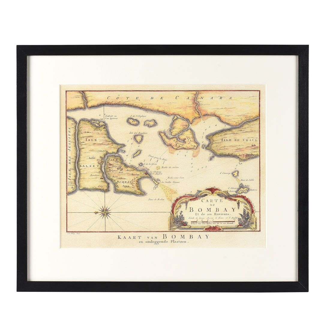 Framed Indian Map Print - Bombay | Indigo Antiques 