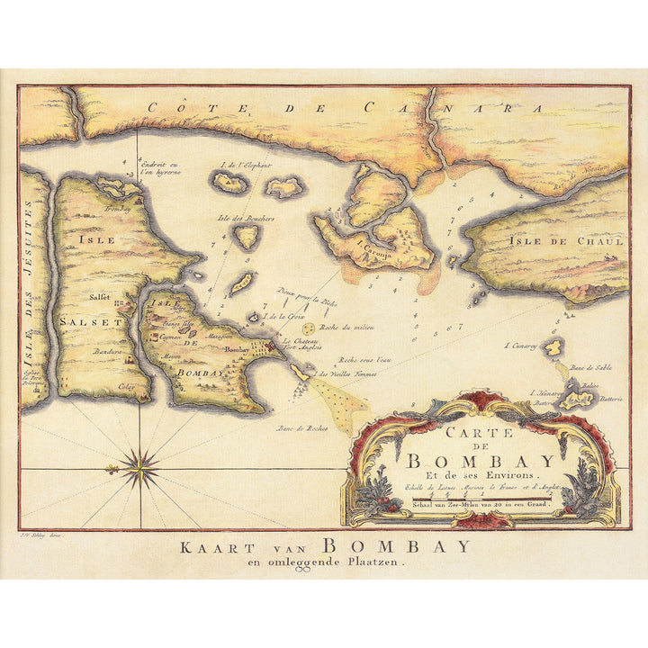 Print Detail From Framed Indian Map Print - Bombay | Indigo Antiques 