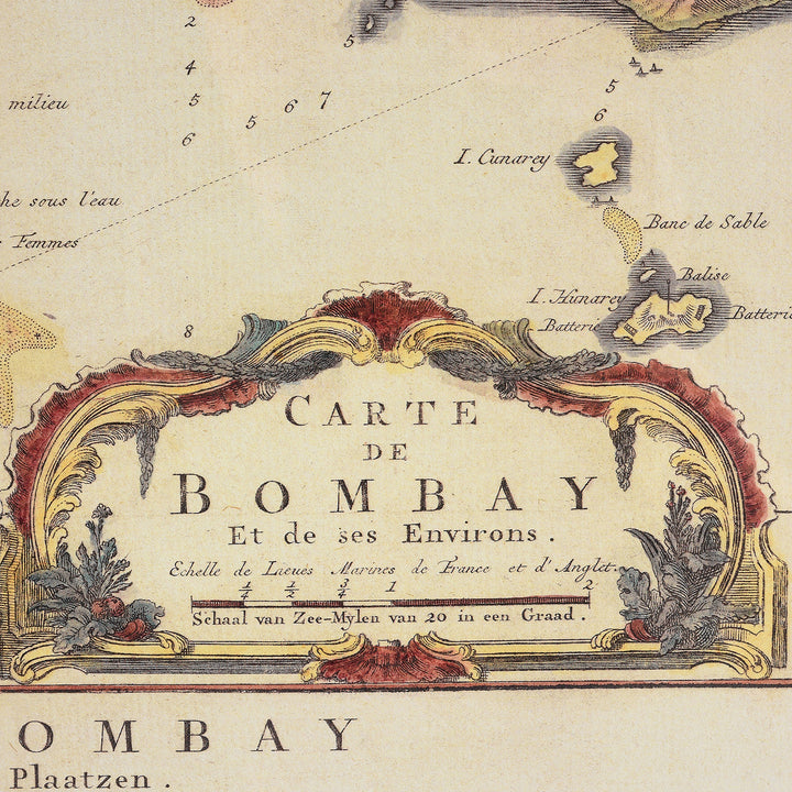 Print Detail From Framed Indian Map Print - Bombay | Indigo Antiques 