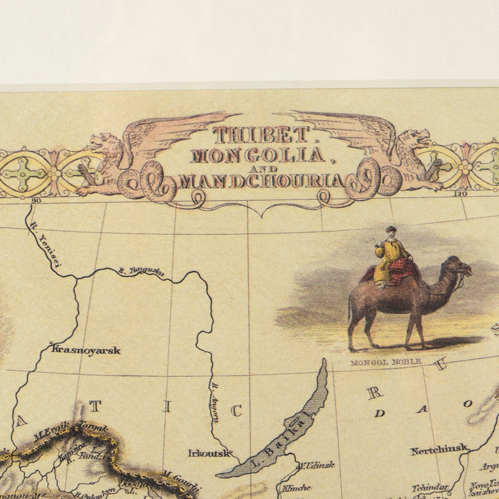 Print Detail From Framed Map Print - Tibet, Mongolia & Mandchouria | Indigo Antiques 