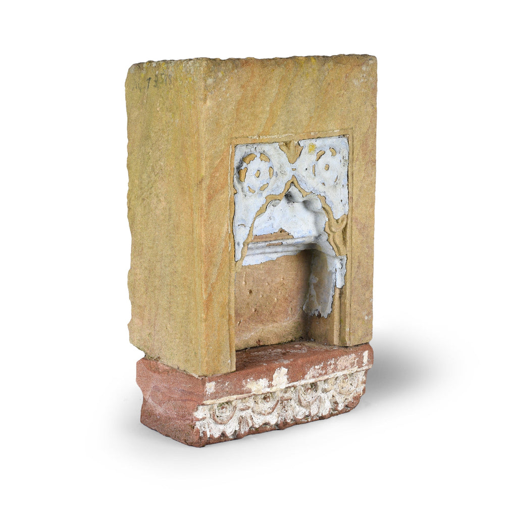 Angled View Of Antique Stone Lamp Niche From Jodhpur | Indigo Antiques