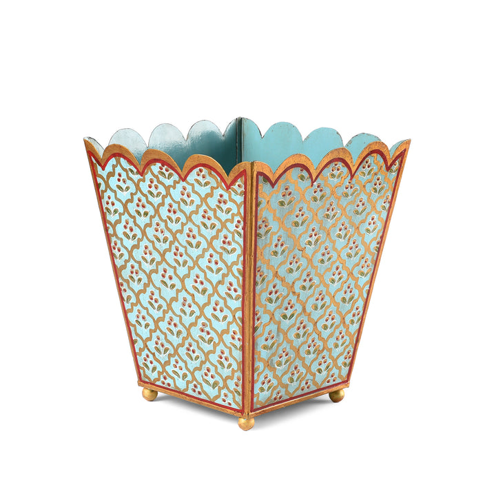 Blue Painted Toleware Planter / Waste Paper Bin | Indigo Antiques