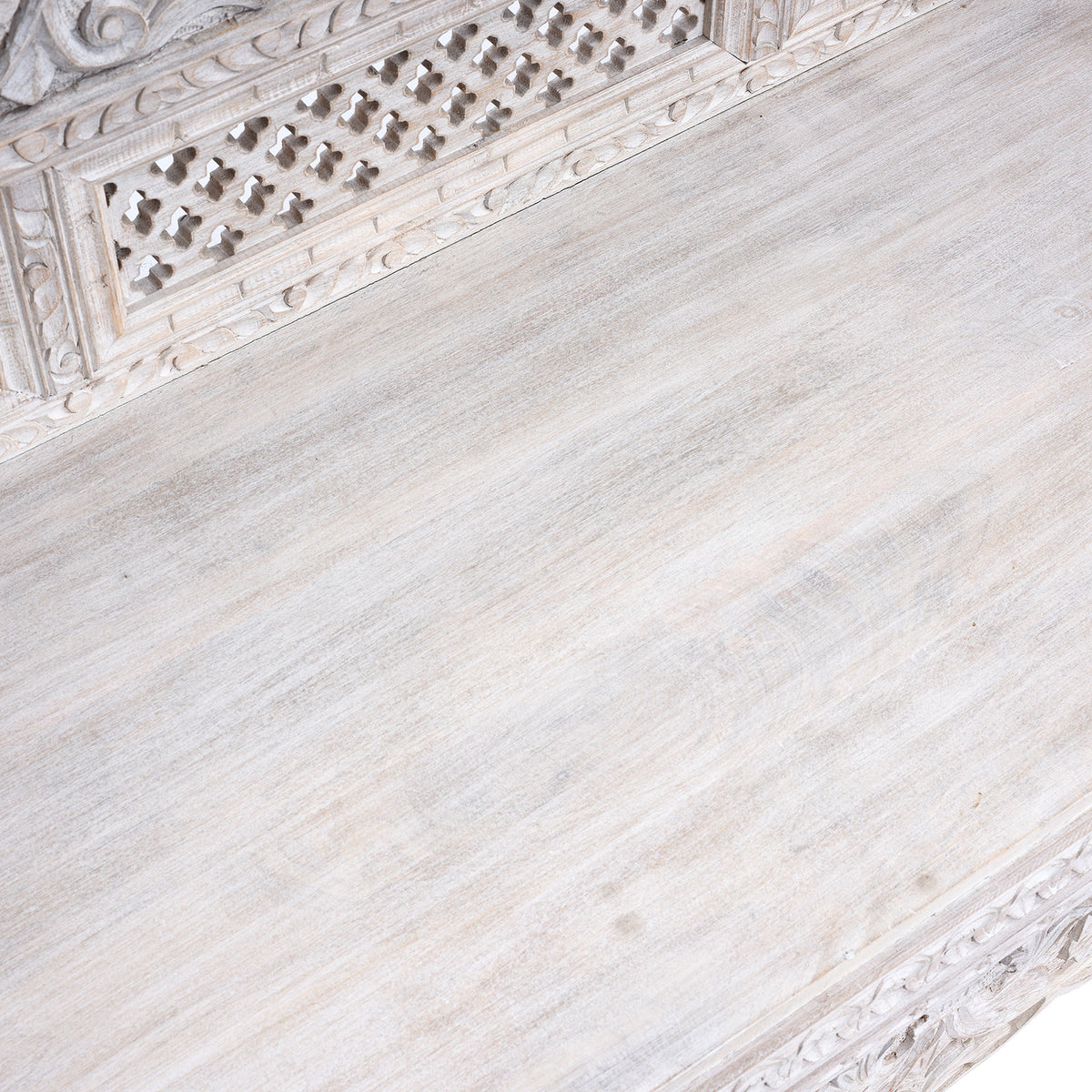 Seat Detail From Carved And Limed Mango Wood Daybed | Indigo Antiques