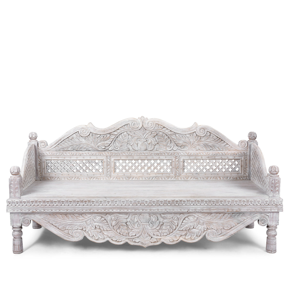 Carved And Limed Mango Wood Daybed | Indigo Antiques