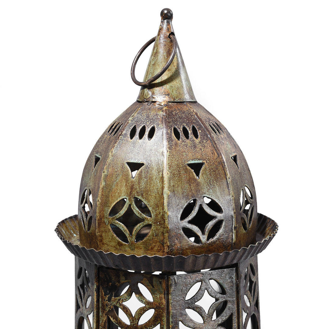 Detail From Octagonal Painted Storm Lantern | Indigo Antiques