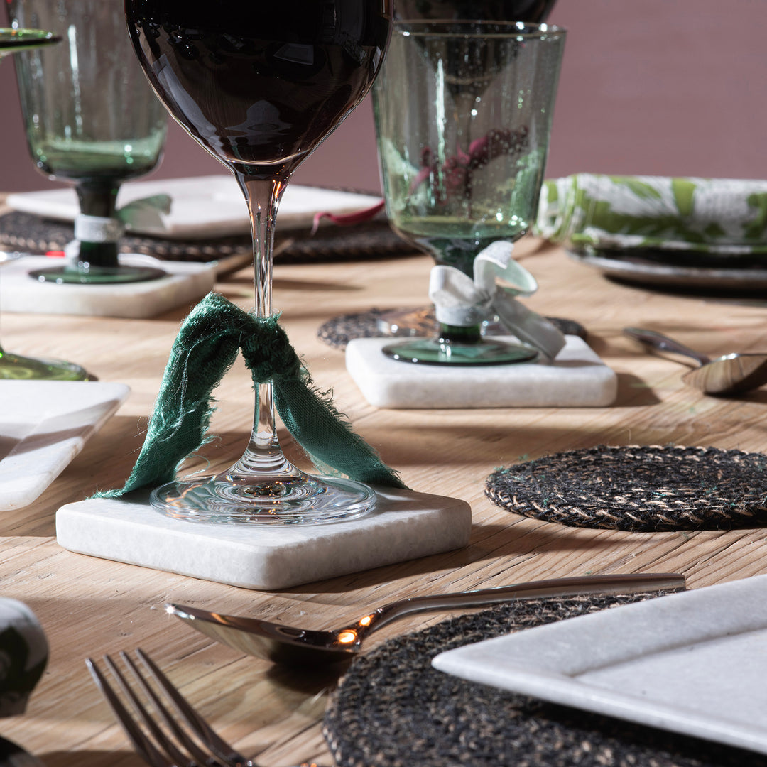 White Marble Square Coasters - Set Of 4 | Indigo antiques