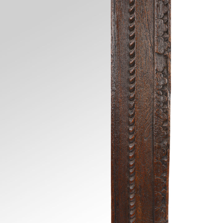 Frame Detail From Antique Indian Carved Teak Window Mirror - 19th Century (94 x 120 cm) | Indigo Antiques