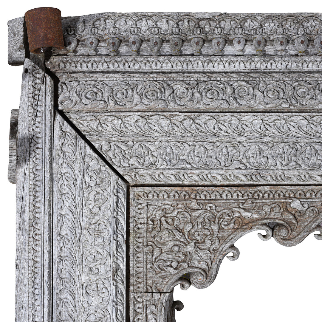 Carving Detail From Carved Rosewood Arch from Haryana | Indigo Aniques