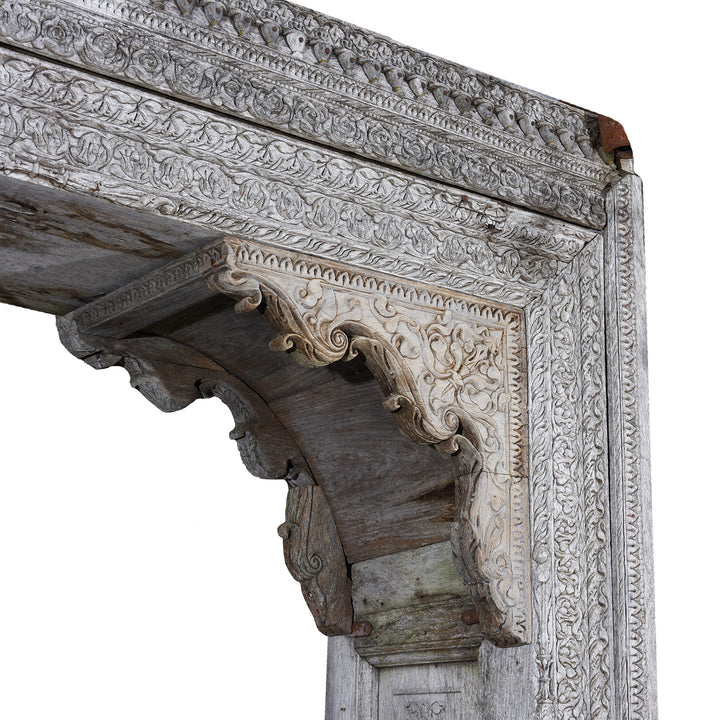 Carving Detail From Carved Rosewood Arch from Haryana | Indigo Aniques
