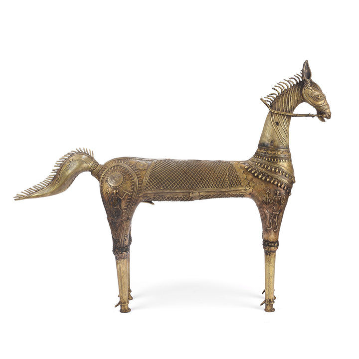 Vintage Dhokra Tribal Brass Tribal Horse - Ca 1960 | Indigo Antiques