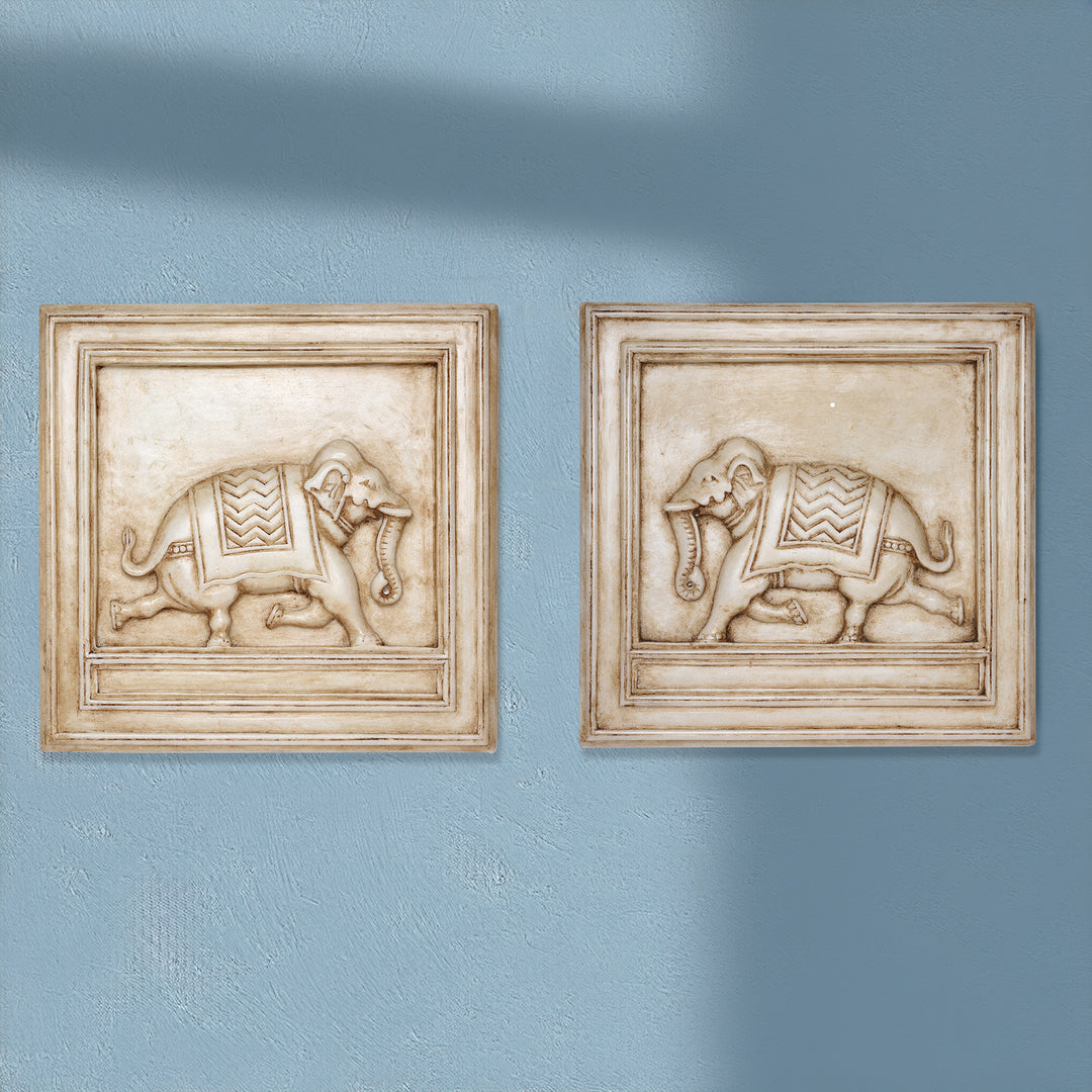 Marble Mughal Style Elephant Panel | Indigo Antiques