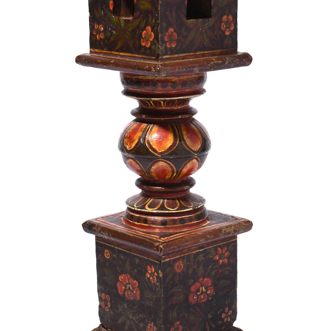 Detail From Antique Table Lamp Made From Charpoy Leg From Rajasthan - 19th Century | Indigo Antiques