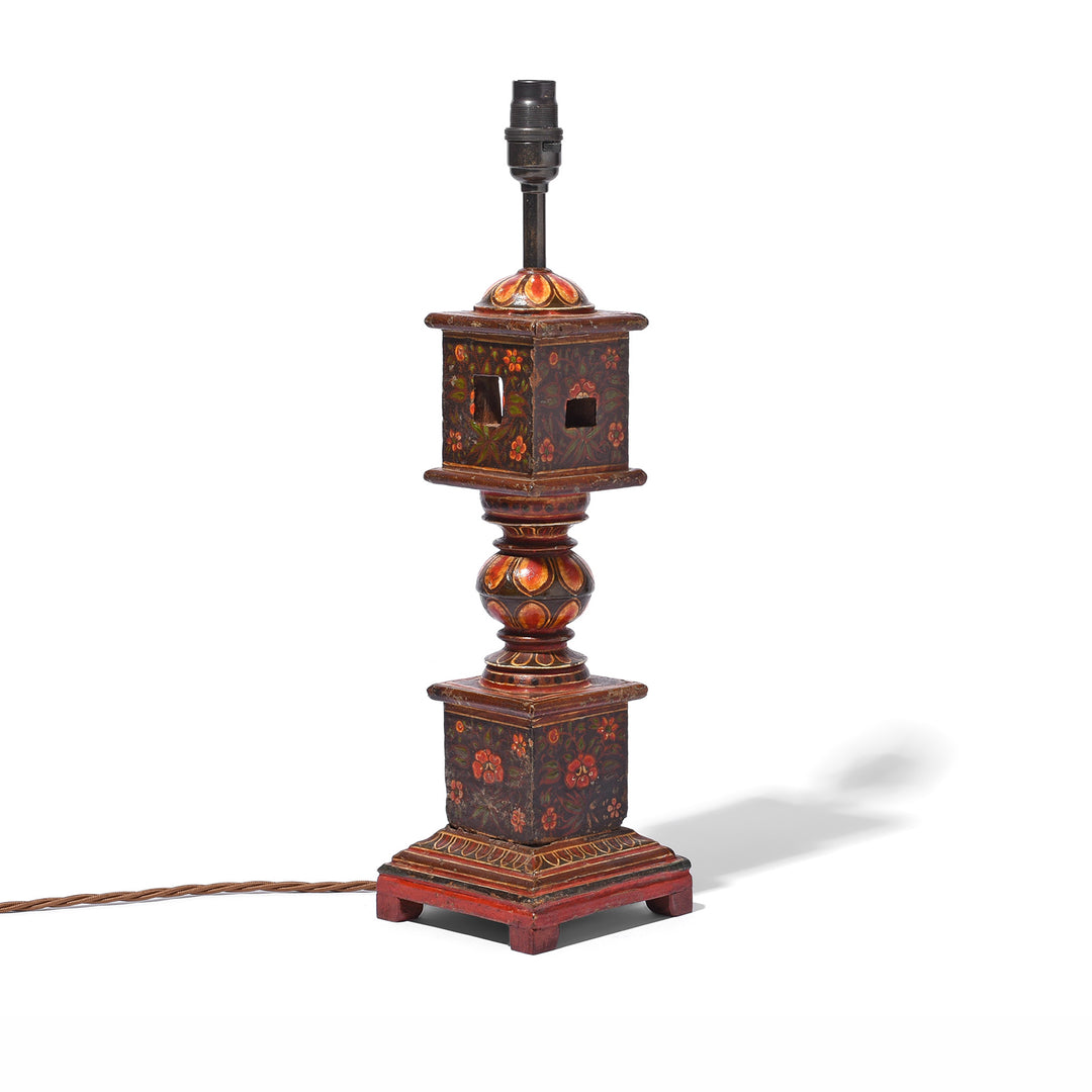 Antique Table Lamp Made From Charpoy Leg From Rajasthan - 19th Century | Indigo Antiques