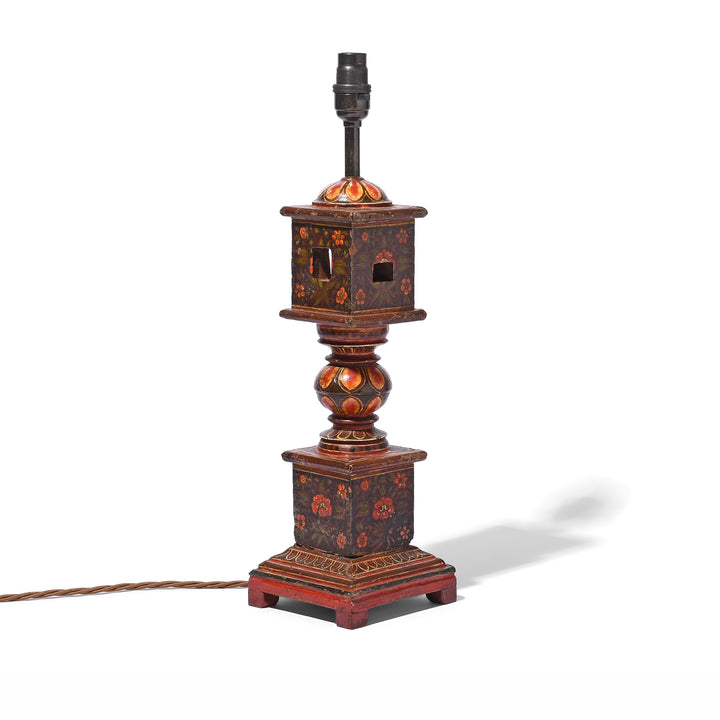 Antique Table Lamp Made From Charpoy Leg From Rajasthan - 19th Century | Indigo Antiques