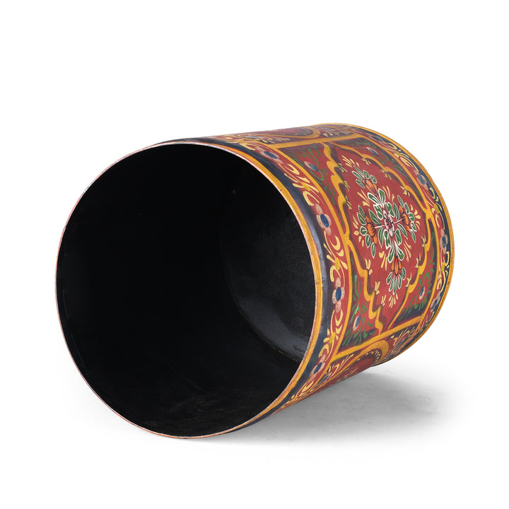 Interior Of Hand painted Waste Paper Bin / Planter | Indigo Antiques