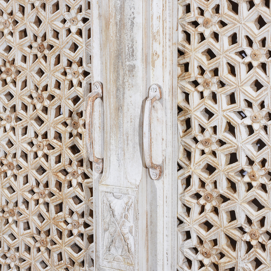 Handles Detail From Carved Jali Purdah Screen Mughal Style | INDIGO ANTIQUES