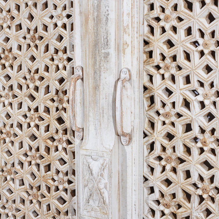 Handles Detail From Carved Jali Purdah Screen Mughal Style | INDIGO ANTIQUES