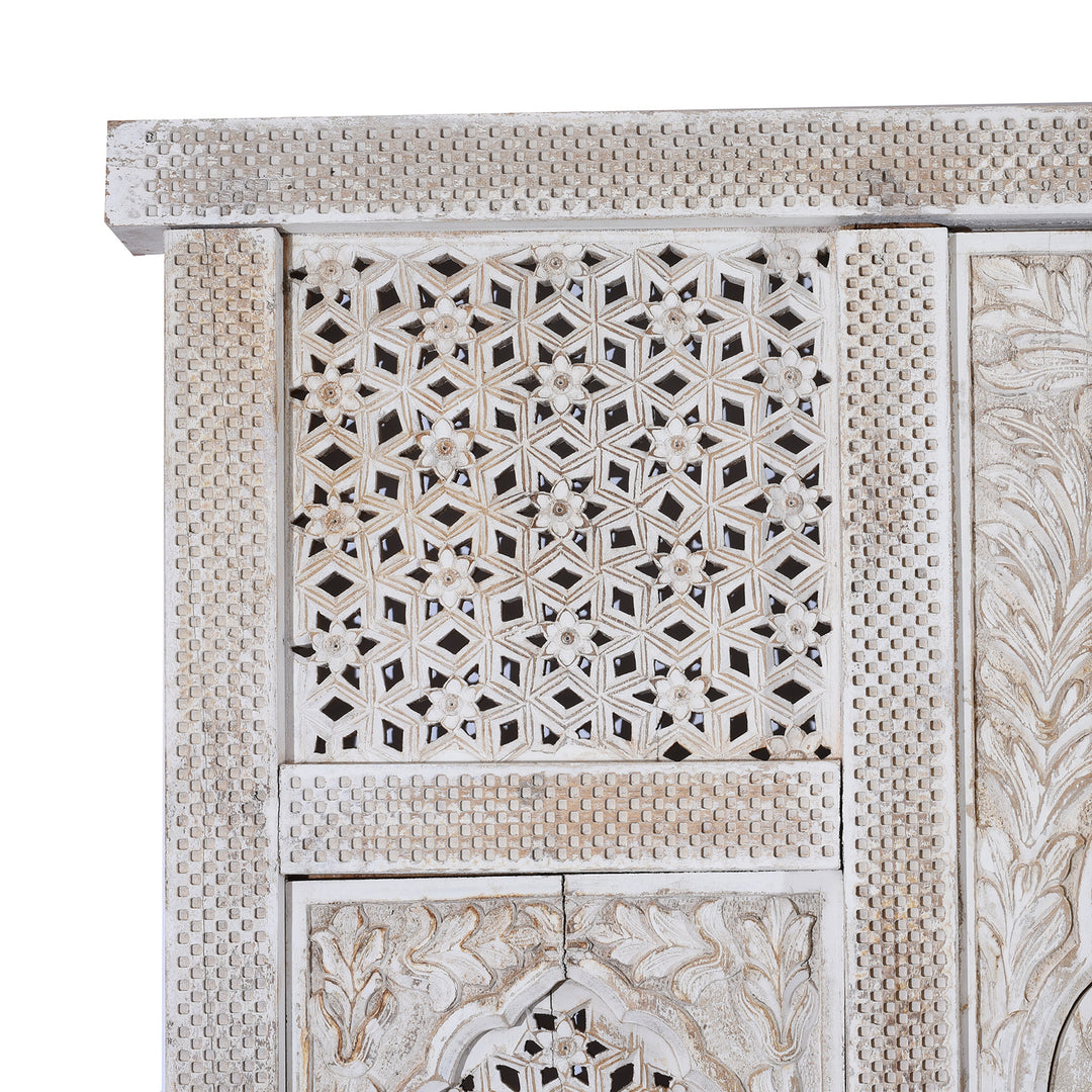 Corner Detail From Carved Jali Purdah Screen Mughal Style | INDIGO ANTIQUES