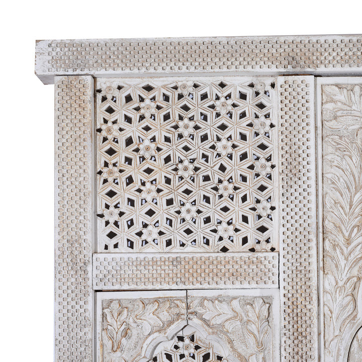Corner Detail From Carved Jali Purdah Screen Mughal Style | INDIGO ANTIQUES