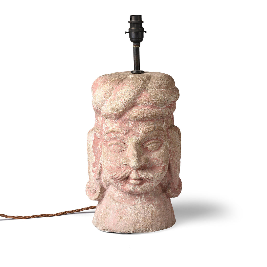 Table Lamp - From A Carved Stone Head | Indigo Antiques