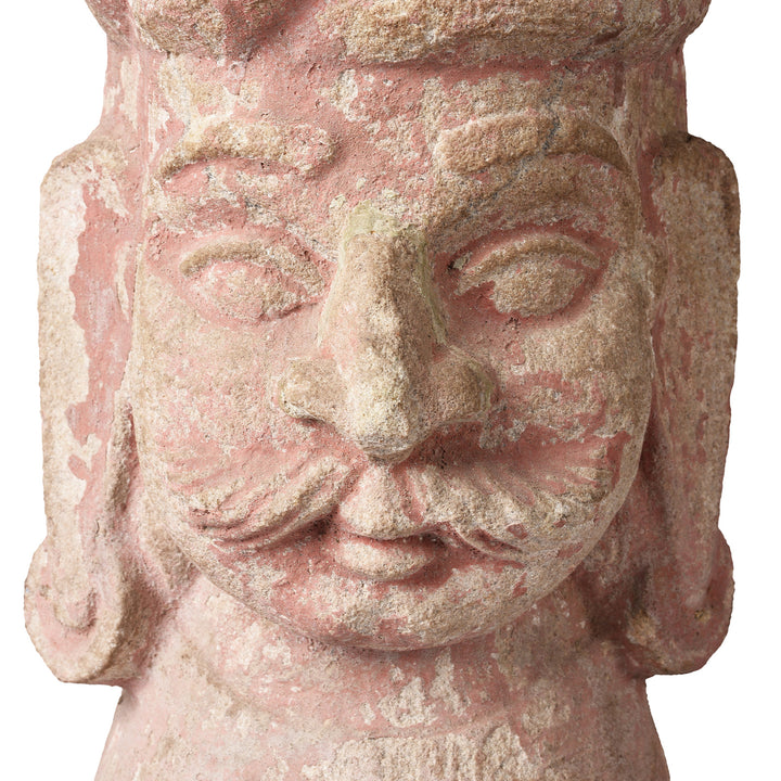 Face Detail From Table Lamp - From A Carved Stone Head | Indigo Antiques