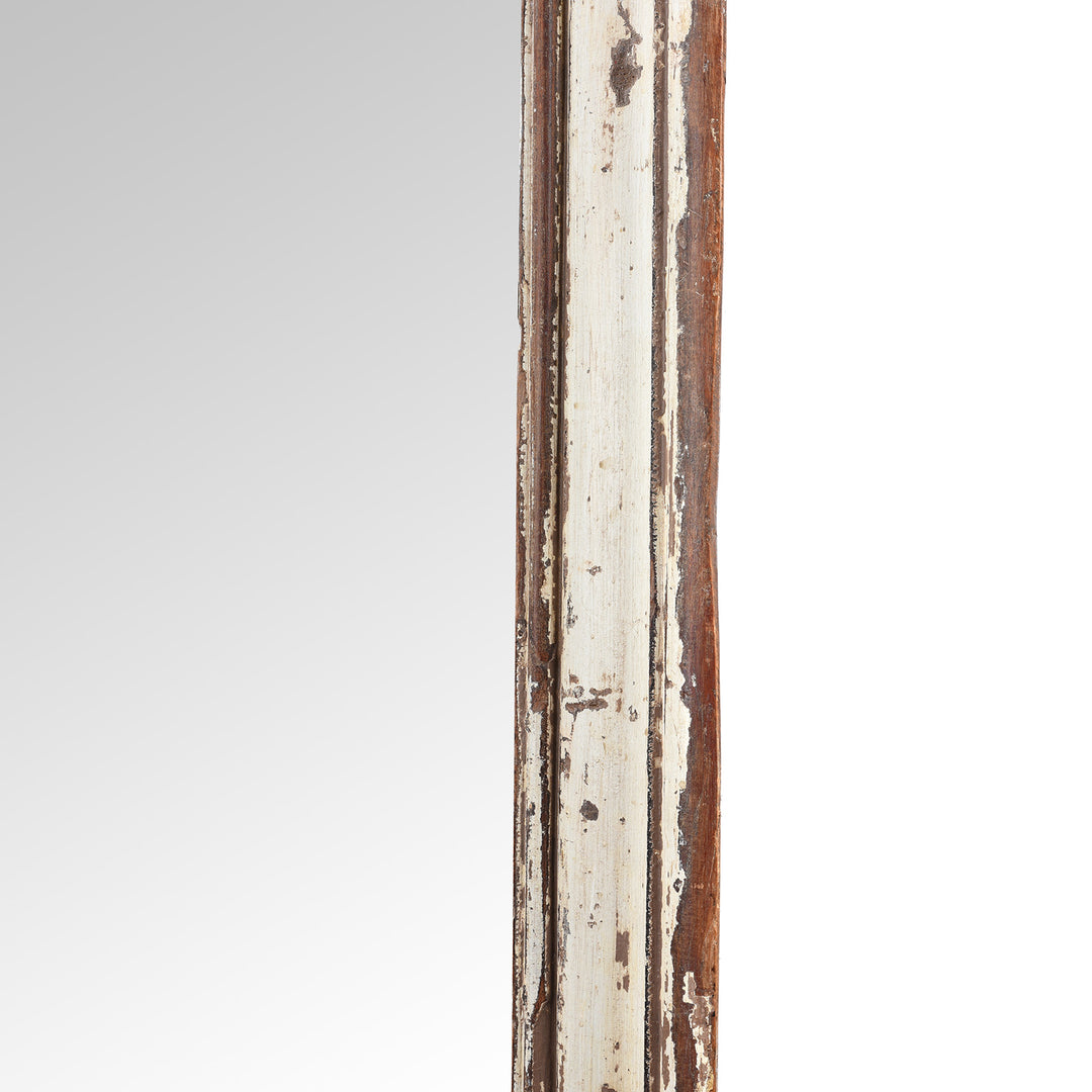 Frame Detail From Rustic Cream Painted Indian Mirror (92 x 182 cms) | Indigo Antiques