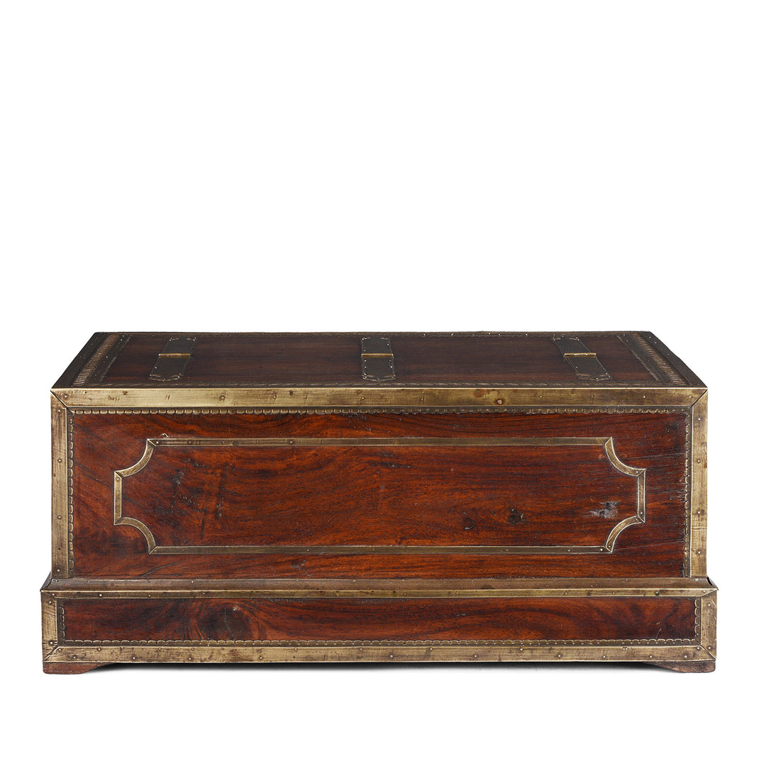 Back Of Mughal Period Brass Bound Rosewood Jewellery Box From Kerala With Secret Drawers Circa 18th Century