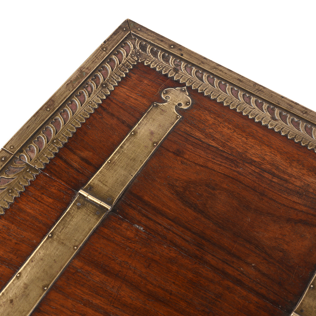 Brass Detail Of Mughal Period Brass Bound Rosewood Jewellery Box From Kerala With Secret Drawers Circa 18th Century