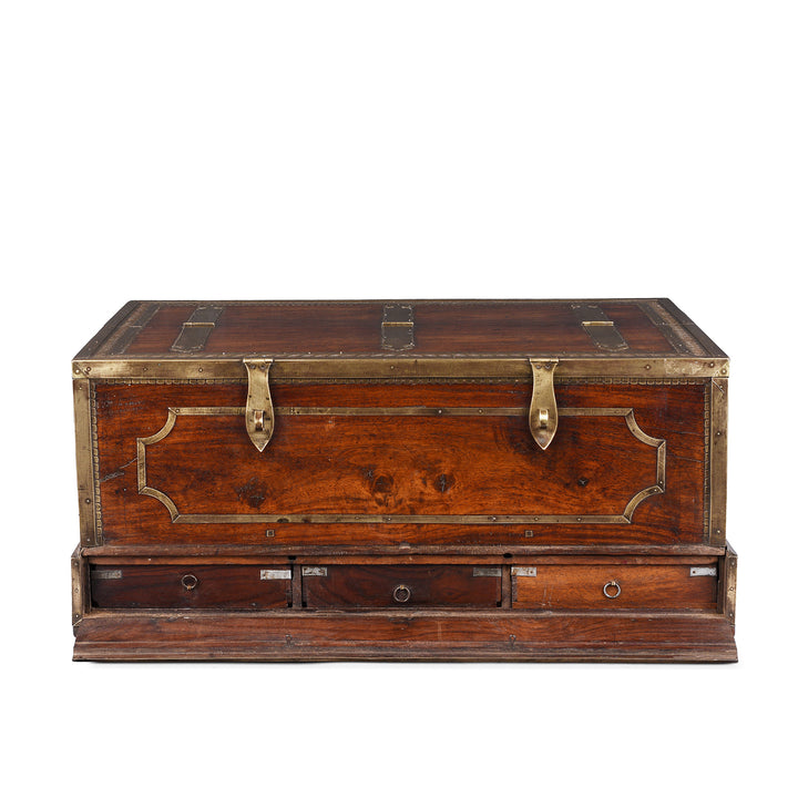 Secret Compartment Interior View From Mughal Period Brass Bound Rosewood Jewellery Box From Kerala With Secret Drawers Circa 18th Century