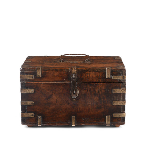 Brass Bound Jewellery Box From Rajasthan - 19th Century