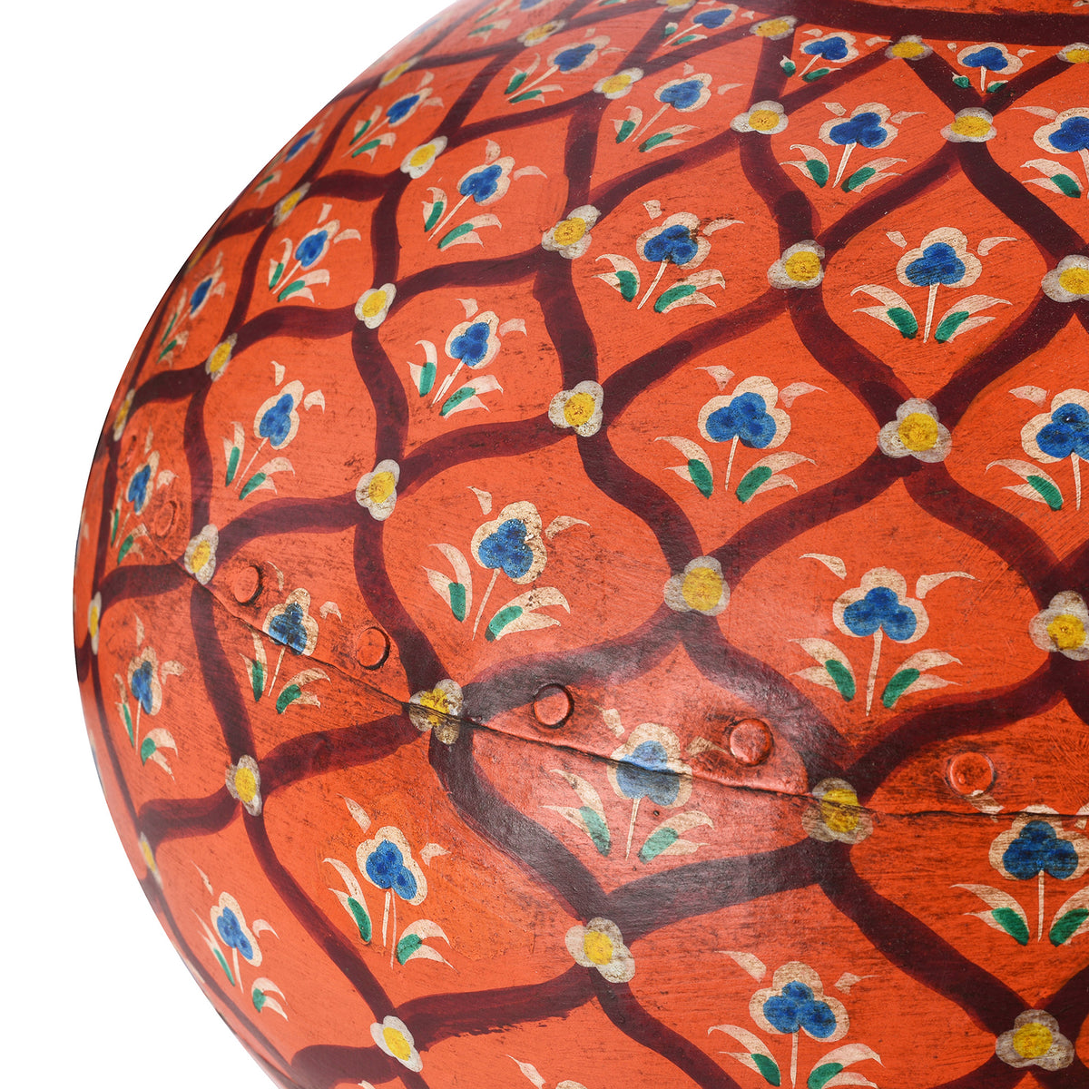 Detail From Jaipur Red Painted Indian Iron Matka (Indian Water Pot) | Indigo Antiques