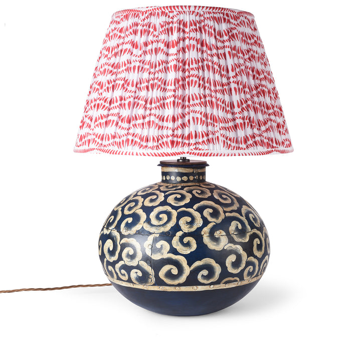 Painted Iron Matka Lamp - Blue Clouds | Indigo Antiques