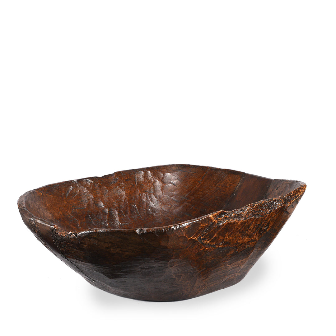Large Carved Teak Bowl From Banswara | Indigo Antiques