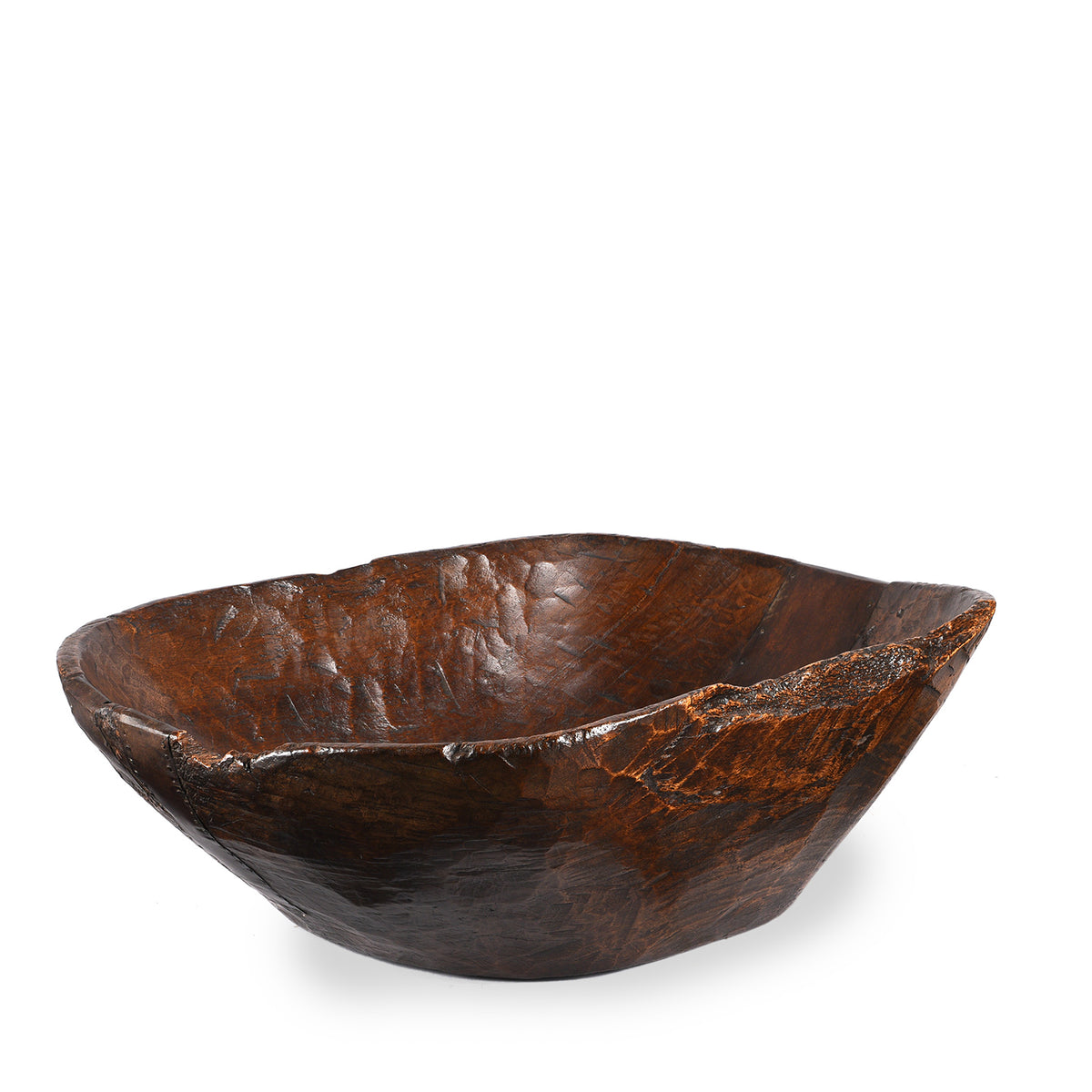 Large Carved Teak Bowl From Banswara | Indigo Antiques