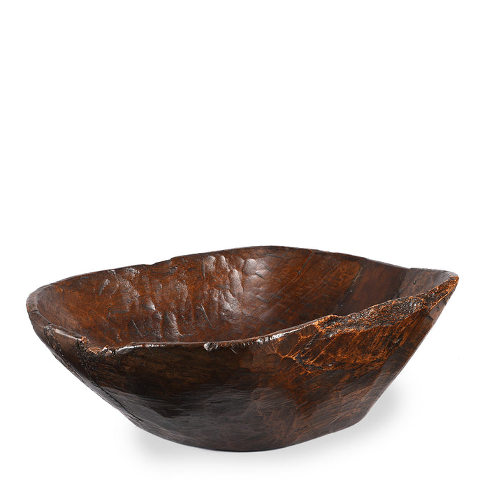 Large Carved Teak Bowl From Banswara | Indigo Antiques