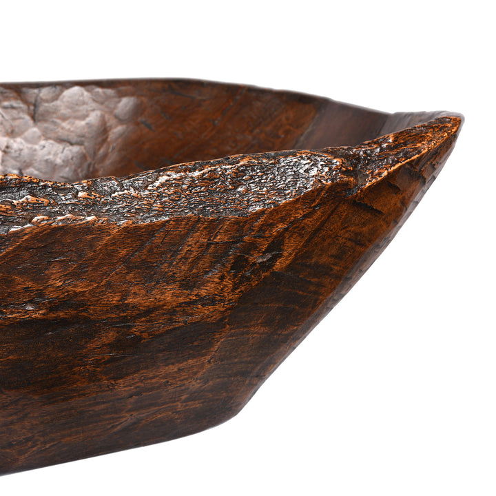 Detail From Large Carved Teak Bowl From Banswara | Indigo Antiques