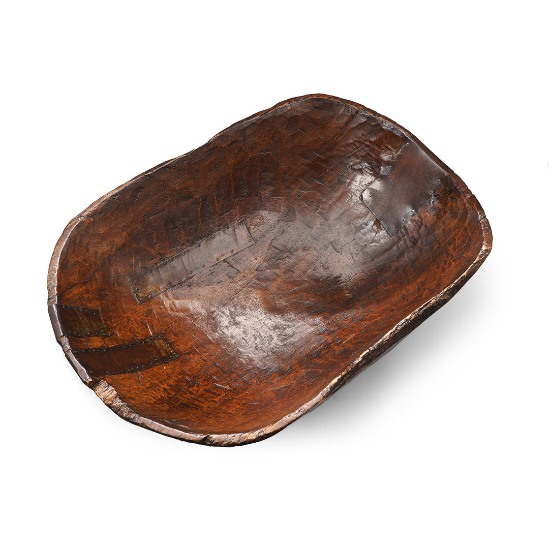 Interior Of Large Carved Teak Bowl From Banswara | Indigo Antiques