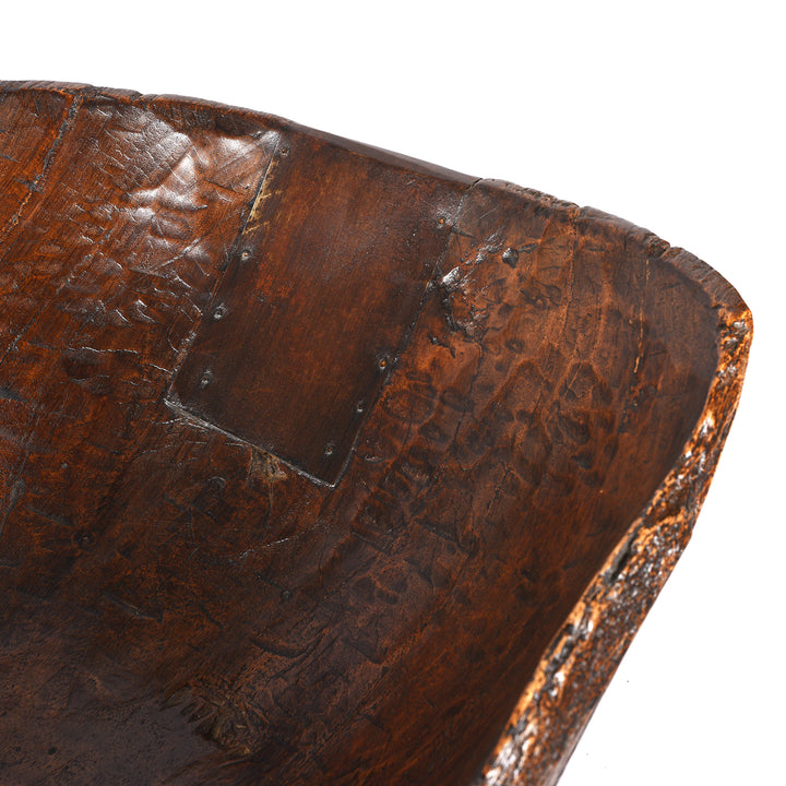 Detail From Large Carved Teak Bowl From Banswara | Indigo Antiques