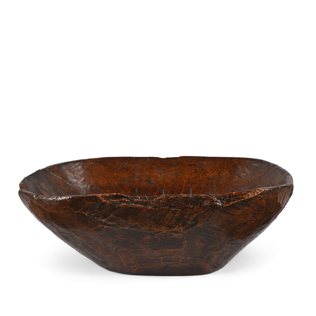 Large Carved Teak Bowl From Banswara | Indigo Antiques