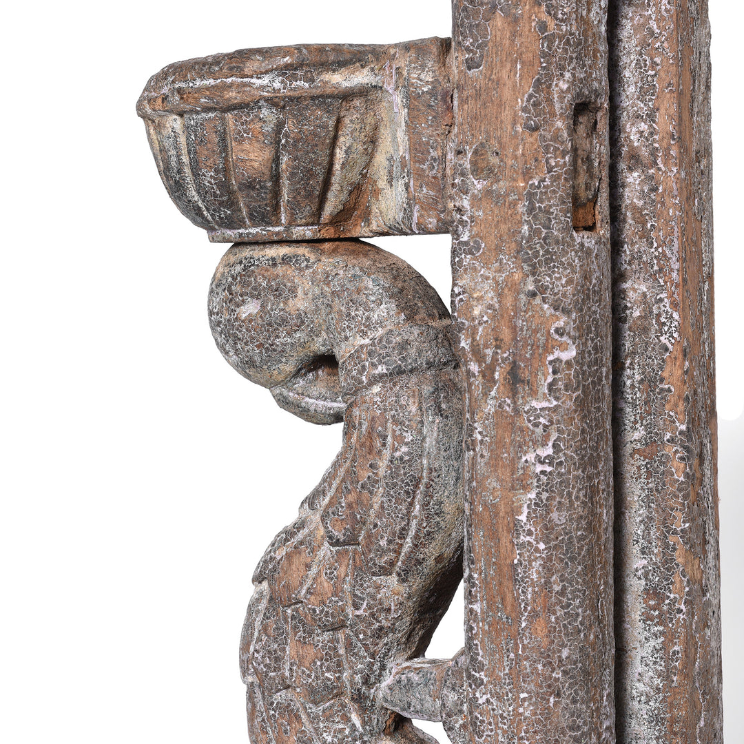 Detail Form Antique Carved Indian Teak Parrot Lamp Bracket | Indigo Antiques