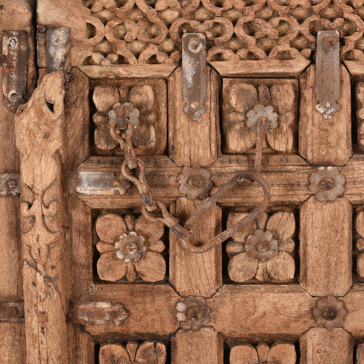 Chain Detail From Carved Mughal Teakwood Door From Gujarat | Indigo Antiques