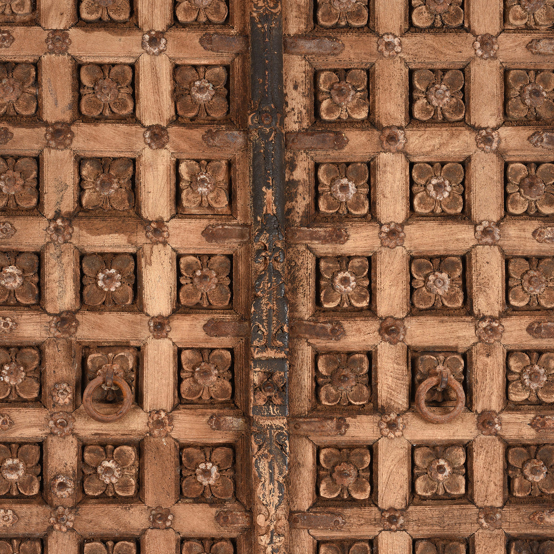 Detail From Carved Mughal Teakwood Door From Gujarat | Indigo Antiques